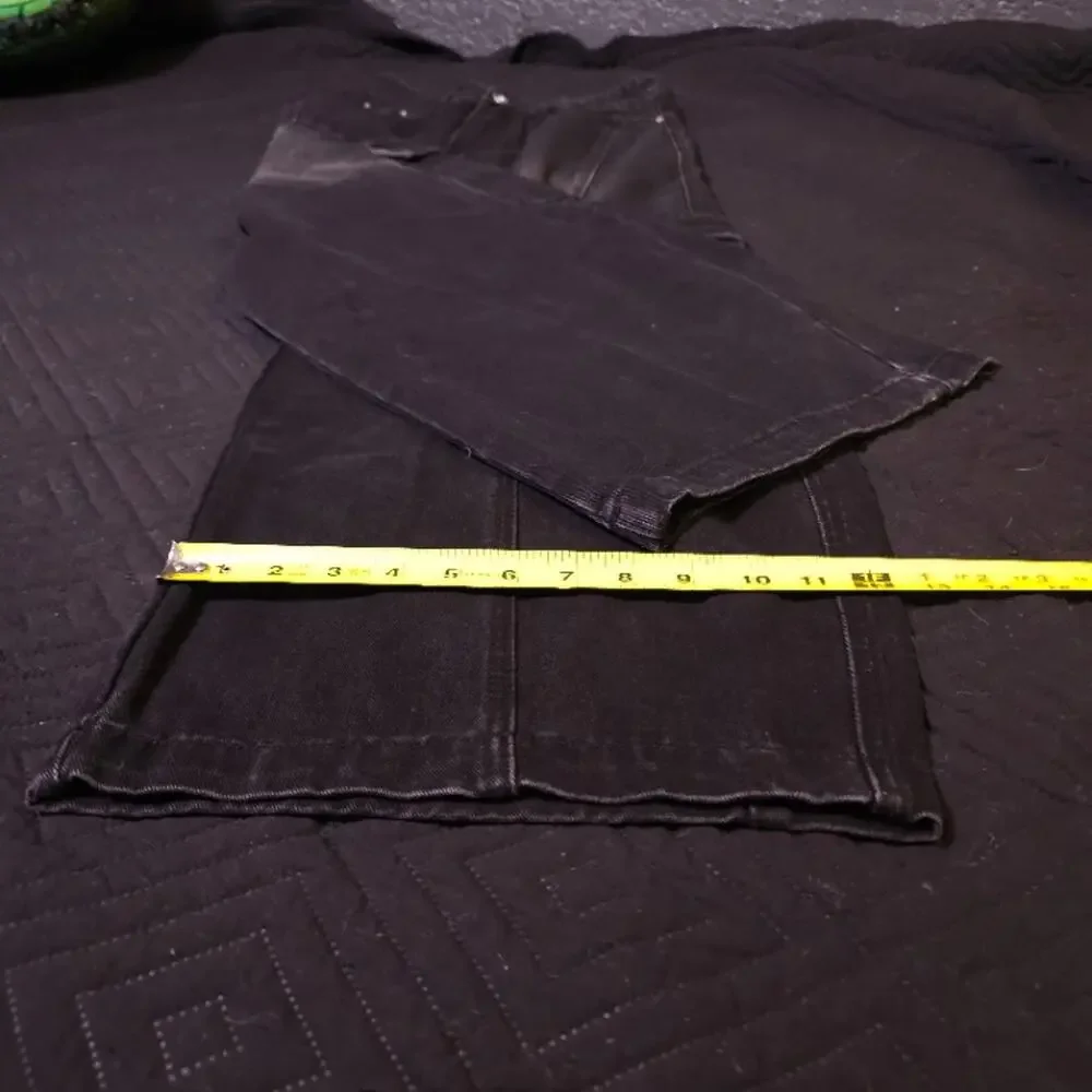 Black Baggy Wide Leg Cargo Jeans | Flap Utility Pockets | W30 42in